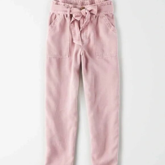 American Eagle Pink Slouchy Pants NO BELT Size 8 Short - Picture 1 of 14